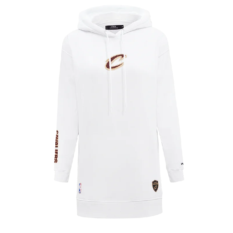 NBA CLEVELAND CAVALIERS CLASSIC WOMEN'S FLC HOODIE DRESS (WHITE)