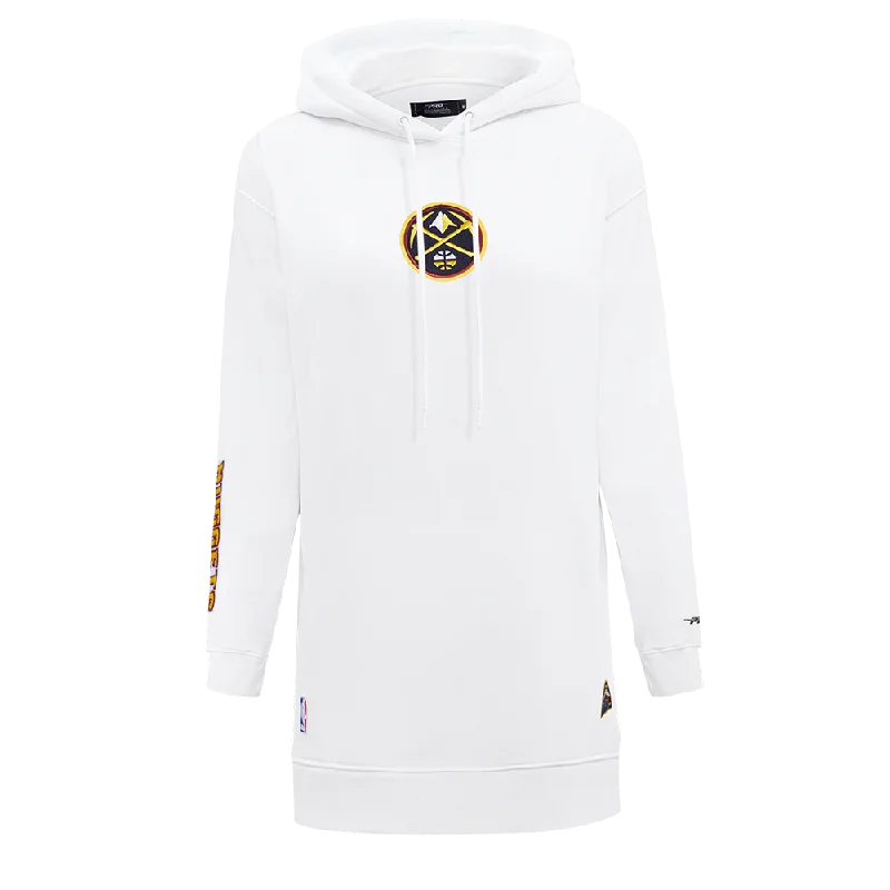 NBA DENVER NUGGETS CLASSIC WOMEN'S FLC HOODIE DRESS (WHITE)