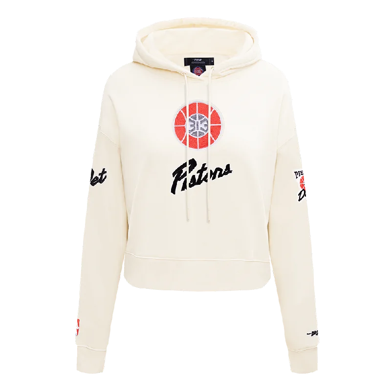 NBA DETROIT PISTONS CITY EDITION 24-25 WOMEN'S FLC CROPPED PO HOODIE (EGGSHELL)