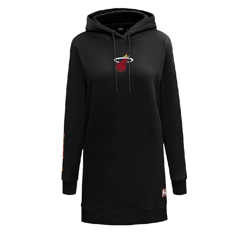 NBA MIAMI HEAT CLASSIC WOMEN'S FLC PO HOODIE DRESS (BLACK)