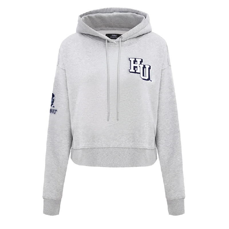 NCAA HOWARD UNIVERSITY CLASSIC WOMEN'S FLC CROPPED PO HOODIE (HEATHER GREY)