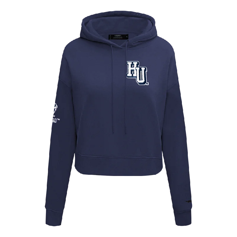 HOWARD UNIVERSITY CLASSIC WOMEN'S FLC CROPPED PO HOODIE (MIDNIGHT NAVY)