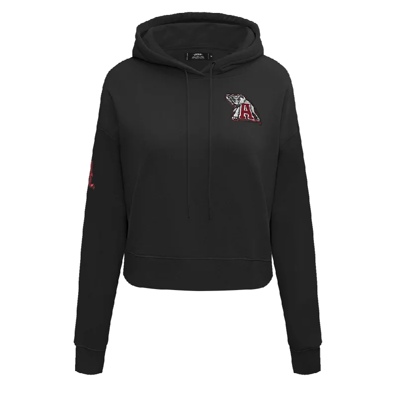 UNIVERSITY OF ALABAMA CLASSIC WOMEN'S FLC CROPPED PO HOODIE (BLACK)