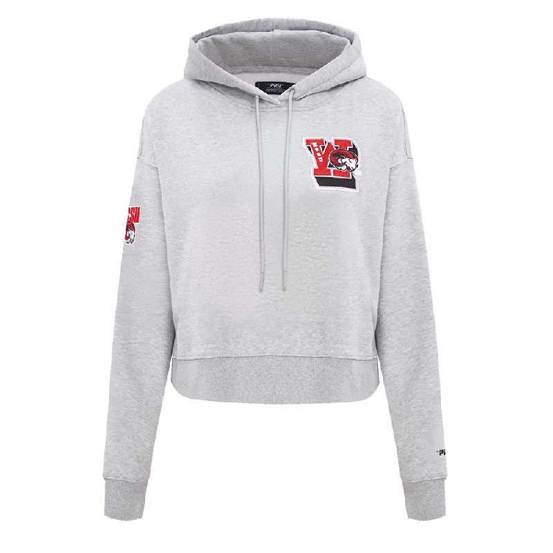 NCAA WINSTON-SALEM STATE UNIVERSITY CLASSIC WOMEN'S FLC CROPPED PO HOODIE (HEATHER GREY)