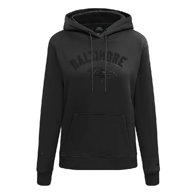 NFL BALTIMORE RAVENS TRIPLE BLACK WOMEN'S FLC PO HOODIE (TRIPLE BLACK WOMEN'S)