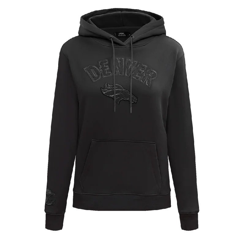 NFL DENVER BRONCOS TRIPLE BLACK WOMEN'S FLC PO HOODIE (TRIPLE BLACK WOMEN'S)