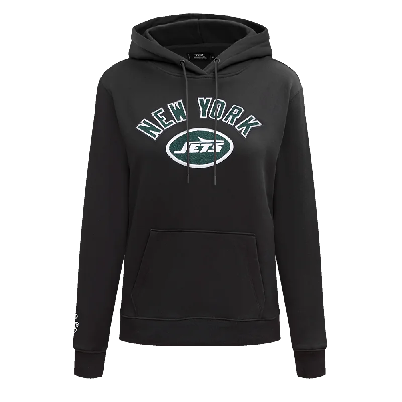 NFL NEW YORK JETS CLASSIC WOMEN'S FLC PO HOODIE (BLACK)