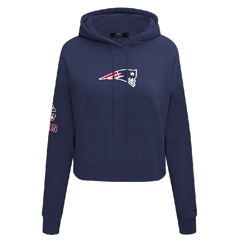 NFL NEW ENGLAND PATRIOTS CLASSIC WOMEN'S FLC CROPPED PO HOODIE (MIDNIGHT NAVY)