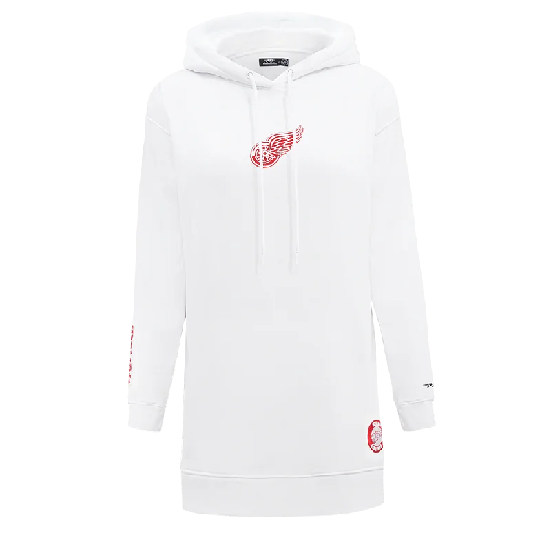 NHL DETROIT RED WINGS CLASSIC WOMEN'S FLC HOODIE DRESS (WHITE)