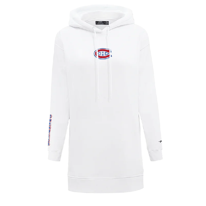 NHL MONTREAL CANADIENS CLASSIC WOMEN'S FLC HOODIE DRESS (WHITE)