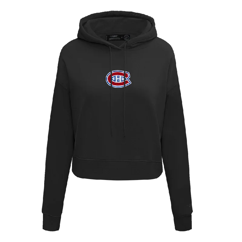 NHL MONTREAL CANADIENS CLASSIC WOMEN'S FLC CROPPED PO HOODIE (BLACK)