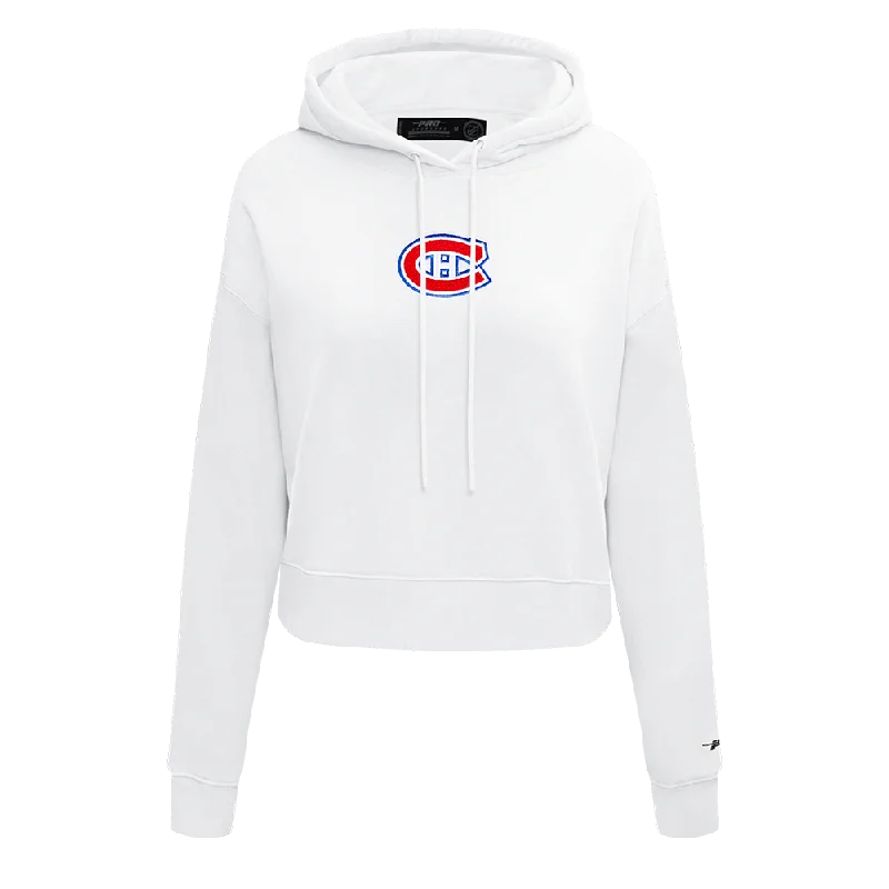 NHL MONTREAL CANADIENS CLASSIC WOMEN'S FLC CROPPED PO HOODIE (WHITE)