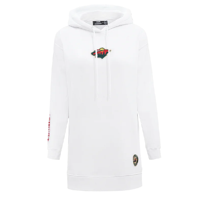 NHL MINNESOTA WILD CLASSIC WOMEN'S FLC HOODIE DRESS (WHITE)