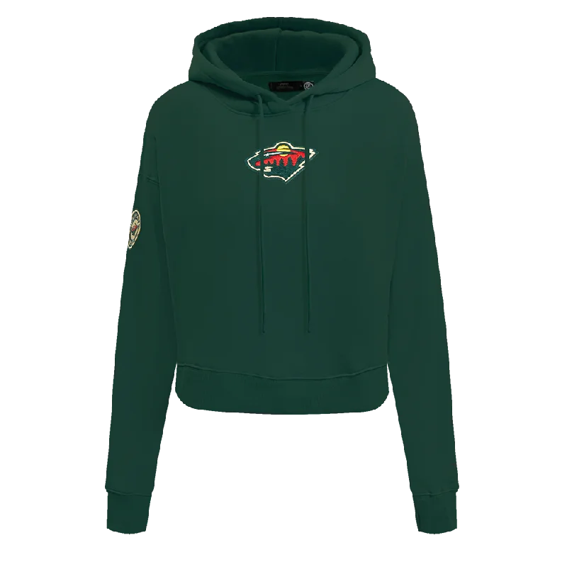 NHL MINNESOTA WILD CLASSIC WOMEN'S CROPPED FLC PO HOODIE (FOREST GREEN)