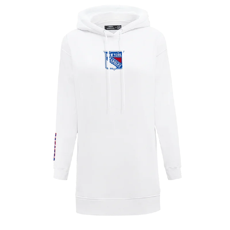 NHL NEW YORK RANGERS CLASSIC WOMEN'S FLC HOODIE DRESS (WHITE)