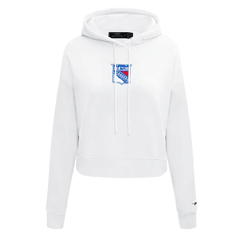 NHL NEW YORK RANGERS CLASSIC WOMEN'S FLC CROPPED PO HOODIE (WHITE)