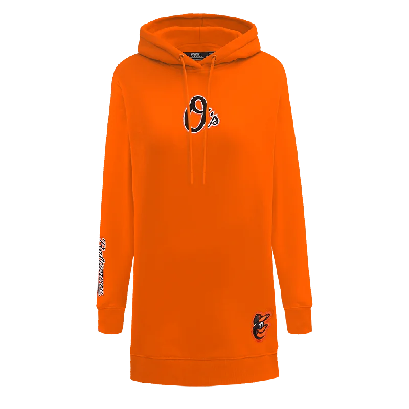 MLB BALTIMORE ORIOLES CLASSIC WOMEN'S FLC HOODIE DRESS (ORANGE)