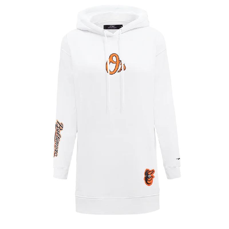 MLB BALTIMORE ORIOLES CLASSIC WOMEN'S FLC HOODIE DRESS (WHITE)