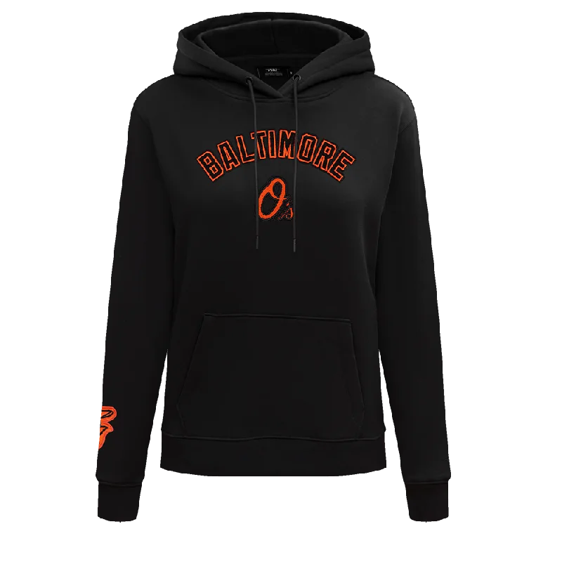 MLB BALTIMORE ORIOLES CLASSIC WOMEN'S FLC PO HOODIE (BLACK)