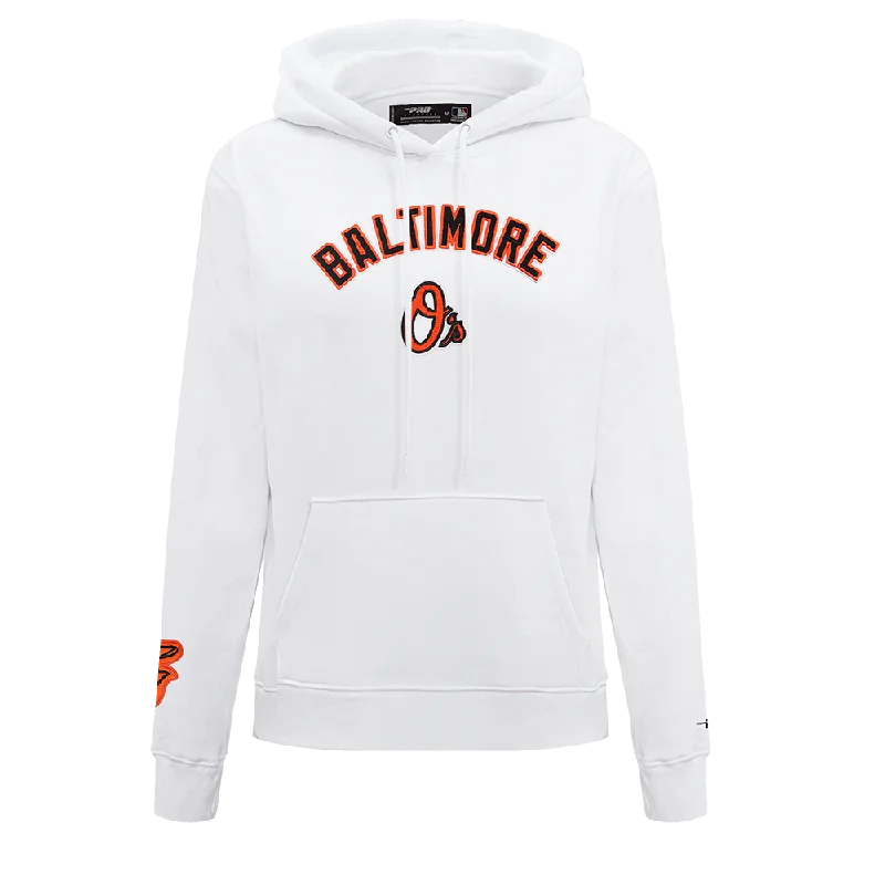 MLB BALTIMORE ORIOLES CLASSIC WOMEN'S FLC PO HOODIE (WHITE)