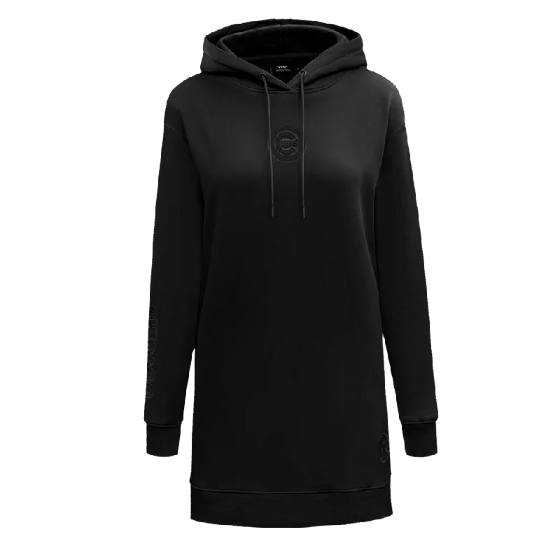 MLB CHICAGO CUBS TRIPLE BLACK WOMEN'S FLC HOODIE DRESS (TRIPLE BLACK)