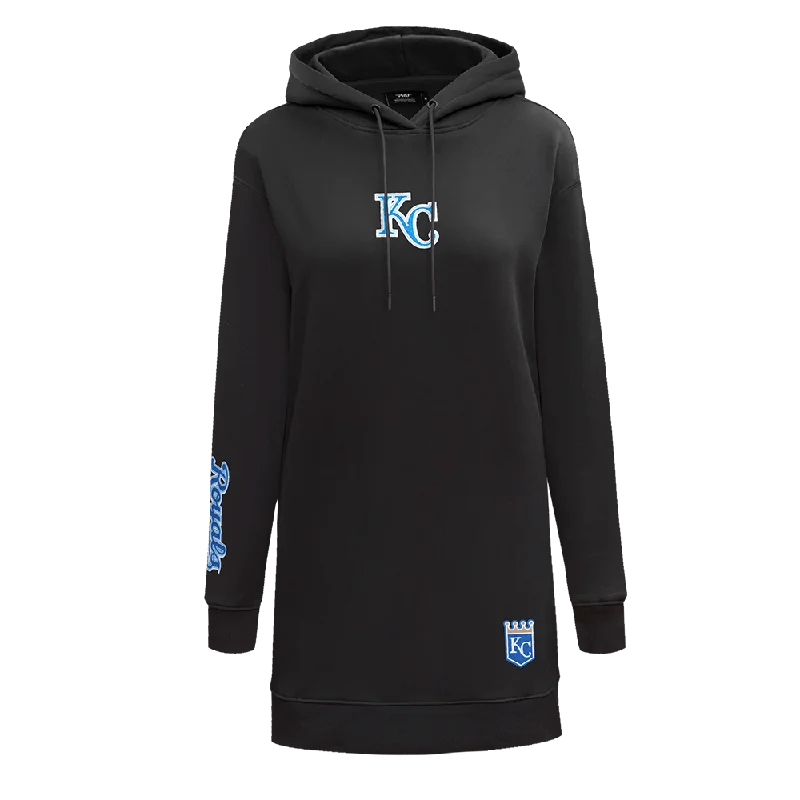 MLB KANSAS CITY ROYALS CLASSIC WOMEN'S FLC HOODIE DRESS (BLACK)