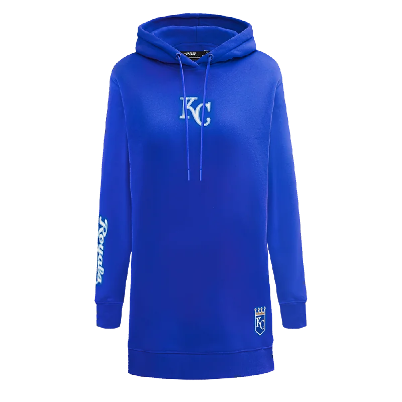 MLB KANSAS CITY ROYALS CLASSIC WOMEN'S FLC HOODIE DRESS (ROYAL BLUE)