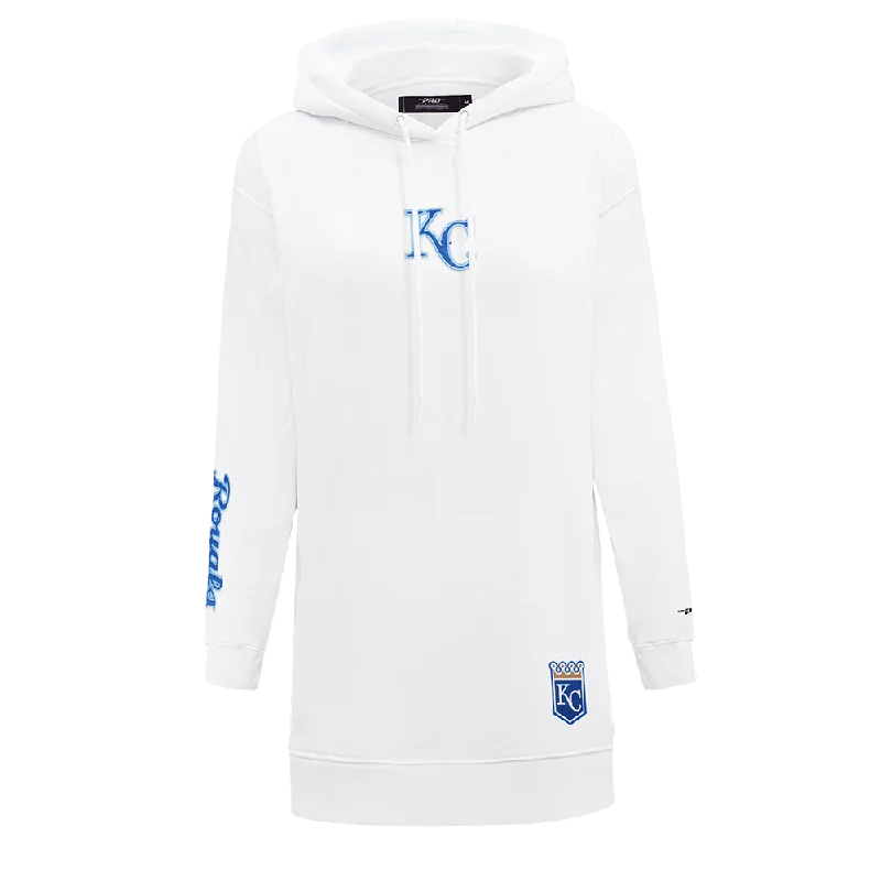 MLB KANSAS CITY ROYALS CLASSIC WOMEN'S FLC HOODIE DRESS (WHITE)