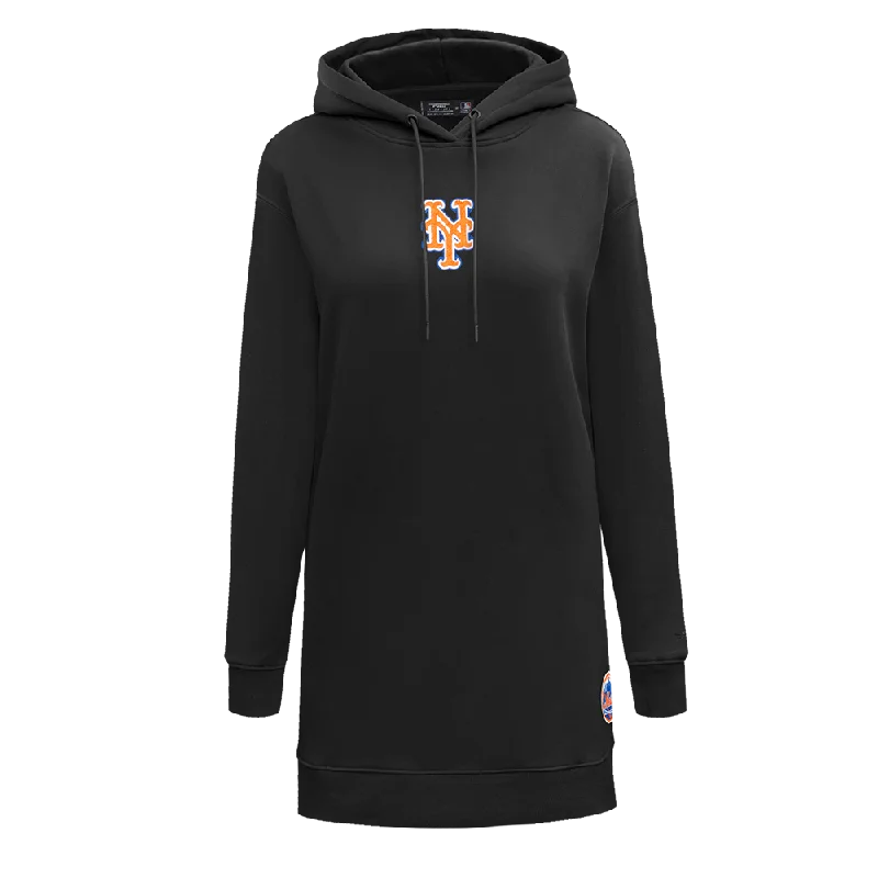 MLB NEW YORK METS CLASSIC WOMEN'S FLC HOODIE DRESS (BLACK)