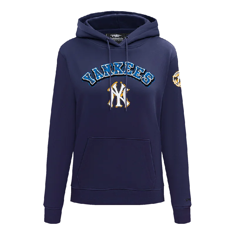 MLB NEW YORK YANKEES ANIMAL PRINT WOMEN'S FLC PO HOODIE (MIDNIGHT NAVY)