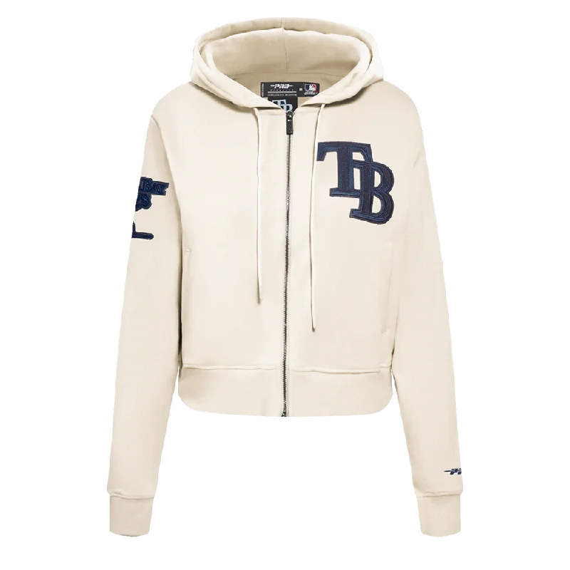 MLB TAMPA BAY RAYS TRIPLE TONAL WOMEN'S DK FZ HOODIE (EGGSHELL)