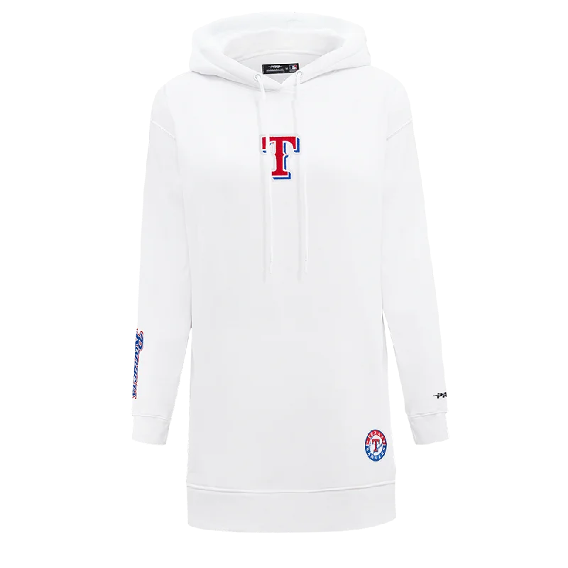 MLB TEXAS RANGERS CLASSIC WOMEN'S FLC HOODIE DRESS (WHITE)