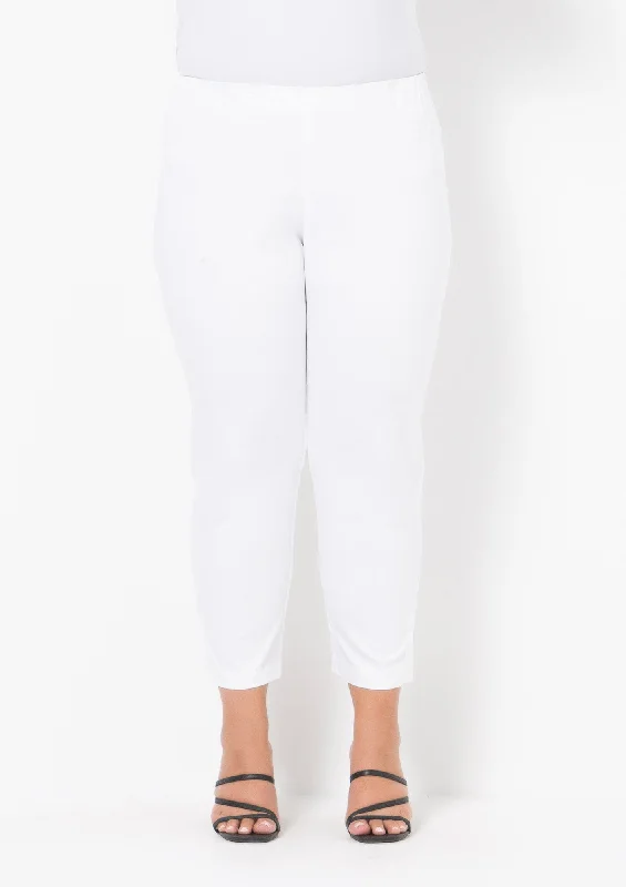 White 7/8 Cotton Sateen Stretch Pant