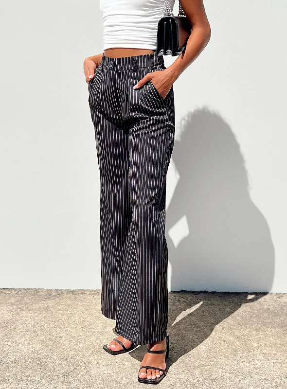 Archer Pants Pinstripe Black