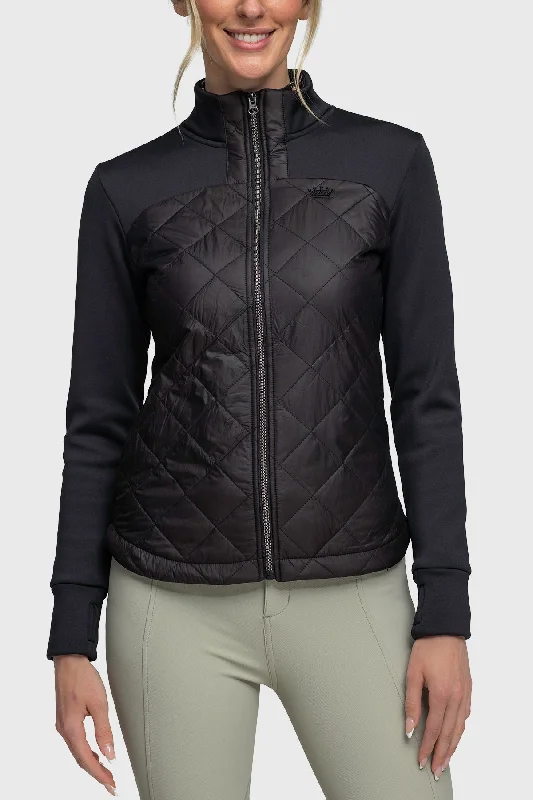 Black Quilted Front Full Zip Jacket