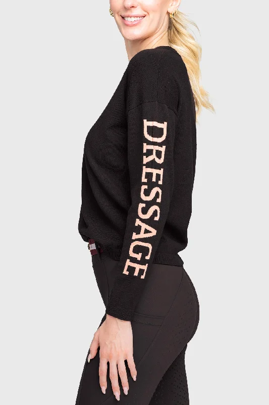 Black & Rose Crewneck "Dressage" Sweater