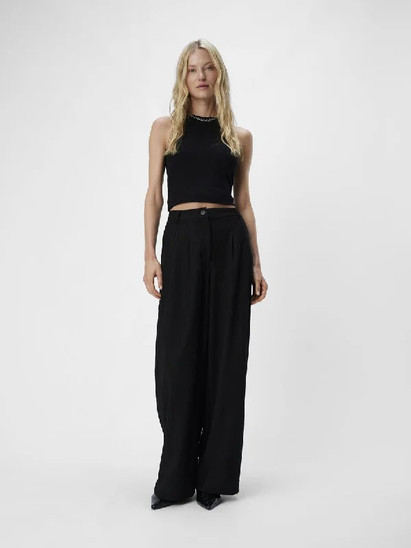 Rilla Mid-Rise Loose Trousers (Black)