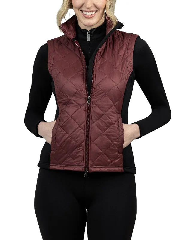 Slim Fit, Burgundy and Black Quilted Front Vest - Final Sale