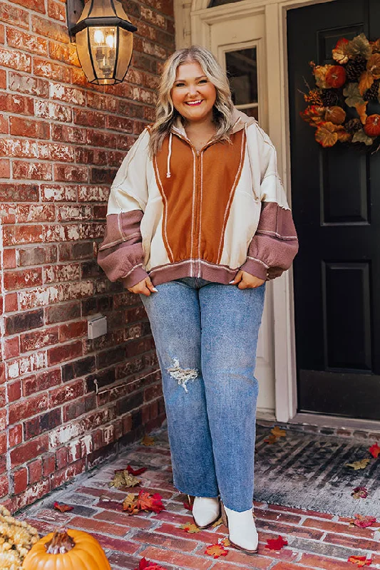 Fall Hike Color Block Sweater in Brown Curves