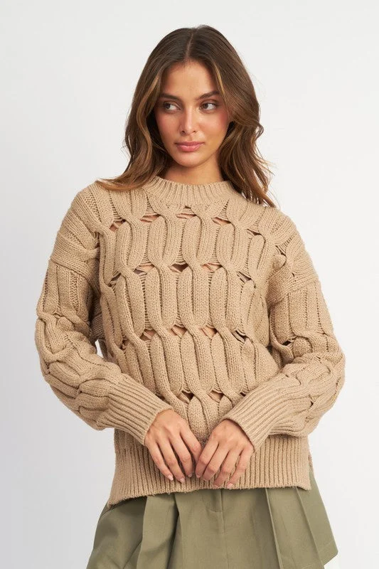 OPEN KNIT SLIT SWEATER