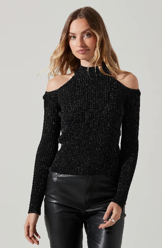 Pickford Mock Neck Cold Shoulder Sweater