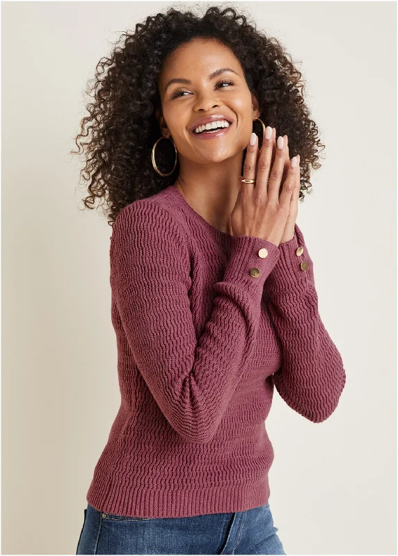 Open Stitch Sweater - Heather Rose