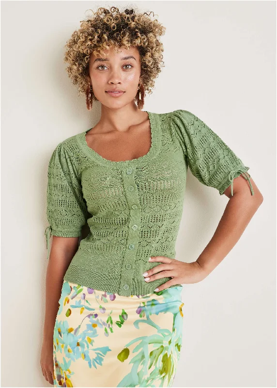 Pointelle Sweater - Basil