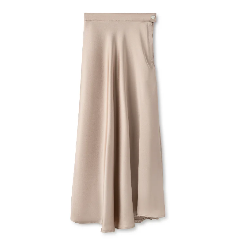 Signature Summer Silk Circle Midi Skirt IN: Beige