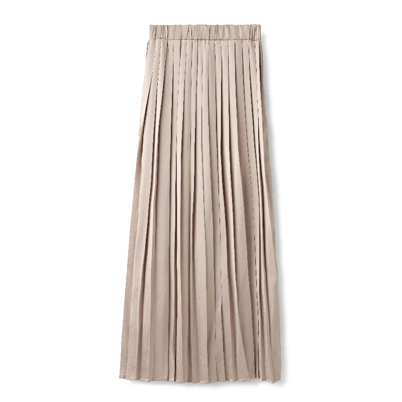 Silk Pleated Skirt  IN: Beige