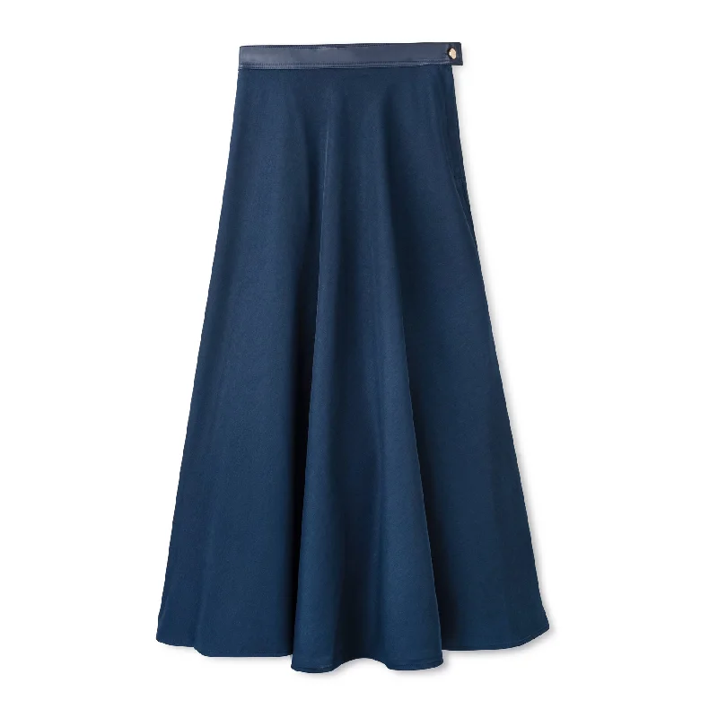 Signature Circle Skirt with Leather Waist Band IN: Marine