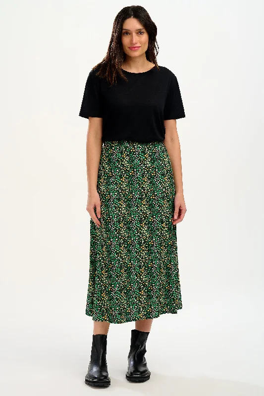 Zora Skirt - Black/Green, Ditsy Floral