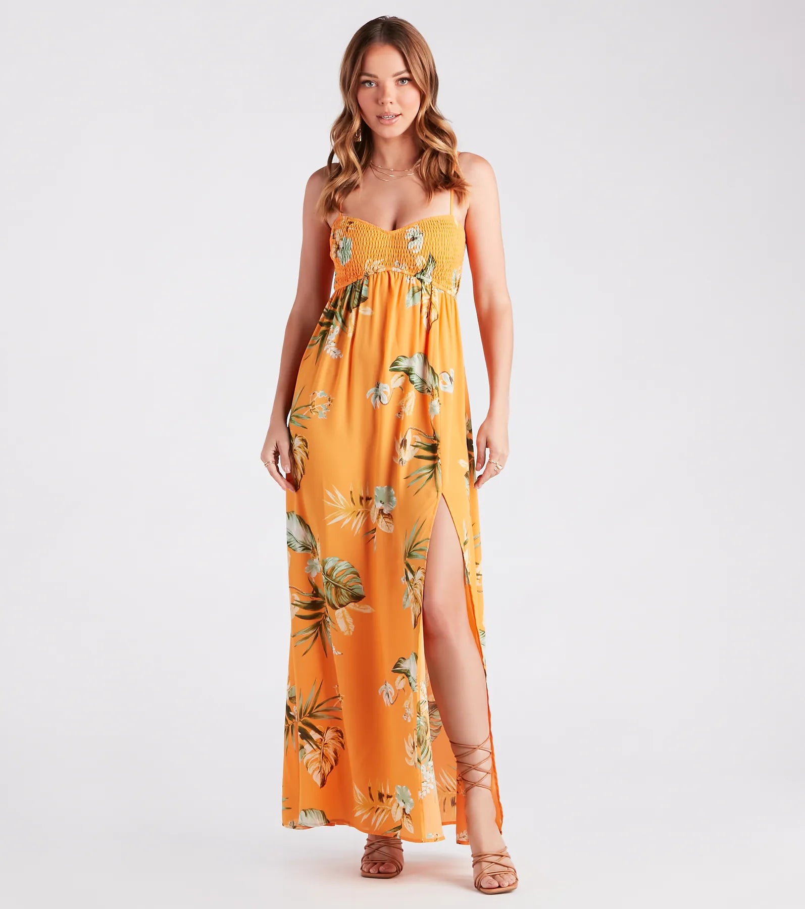 Island Love Tropical Print Maxi Dress