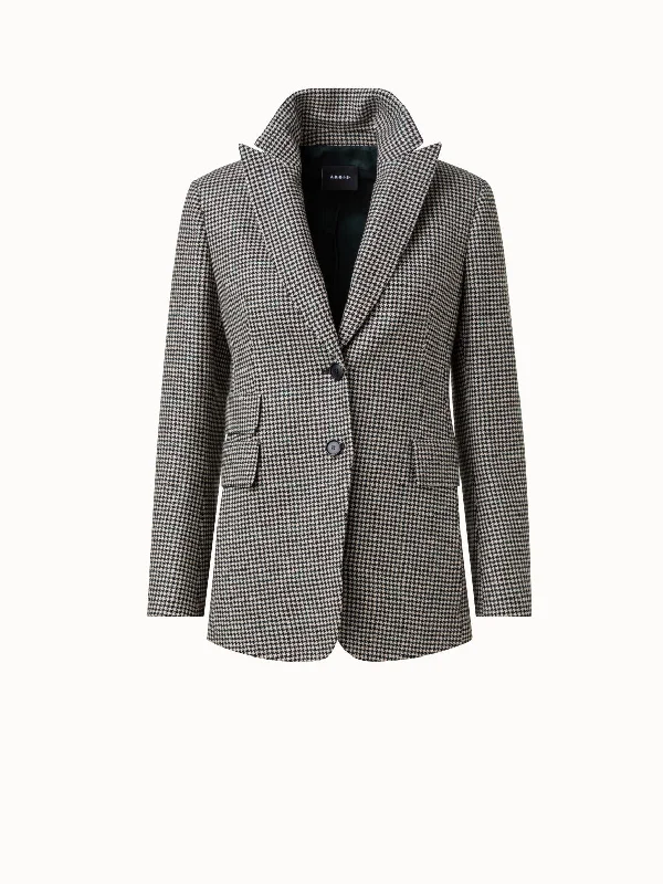 Cashmere Jacket with Small Houndstooth Pattern