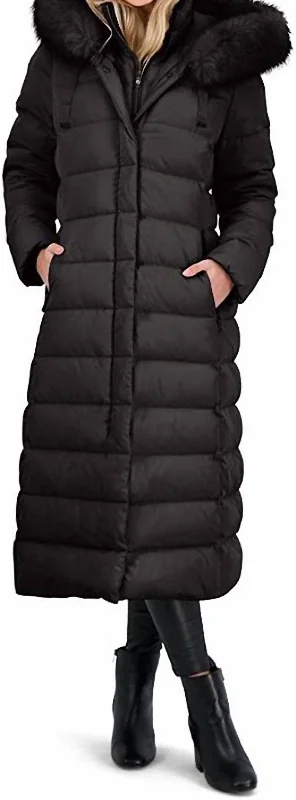 Nelly Maxi Puffer Coat In Black